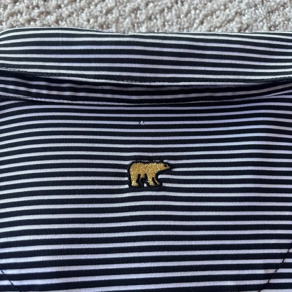 Jack Nicklaus Golf Polo Shirt Size XXL Casual White Black Striped Stretch Light